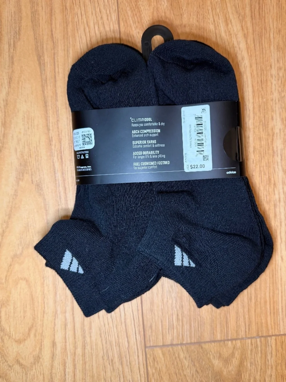 Adidas Mens Black Socks Size L (8-12 shoe size)